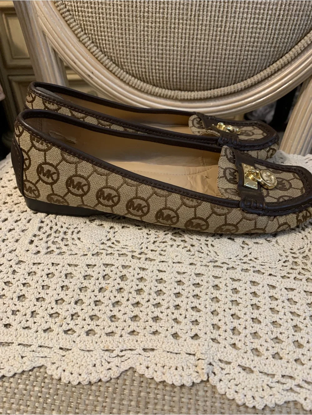 Michael Kors Hamilton monogram jacquard loafers size 8